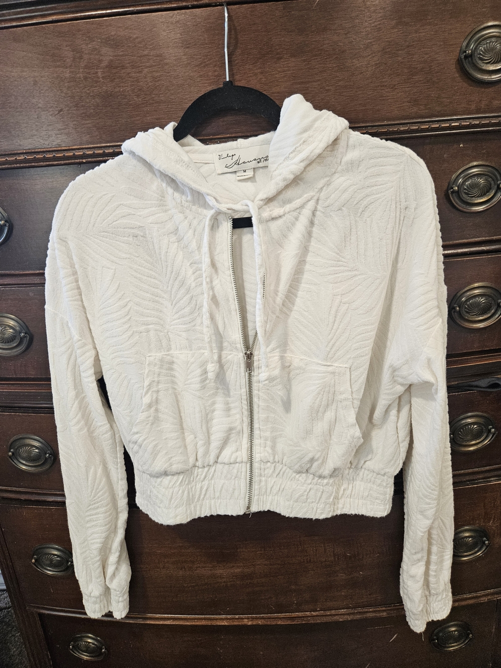 Smoke Pet Free Vintage White Hooded Zip Bomber Jacket